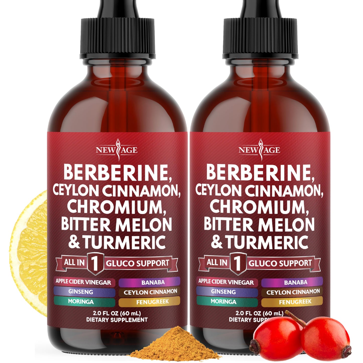 Berberine & Ceylon Cinnamon Liquid Drops with Moringa & Ginseng 4oz