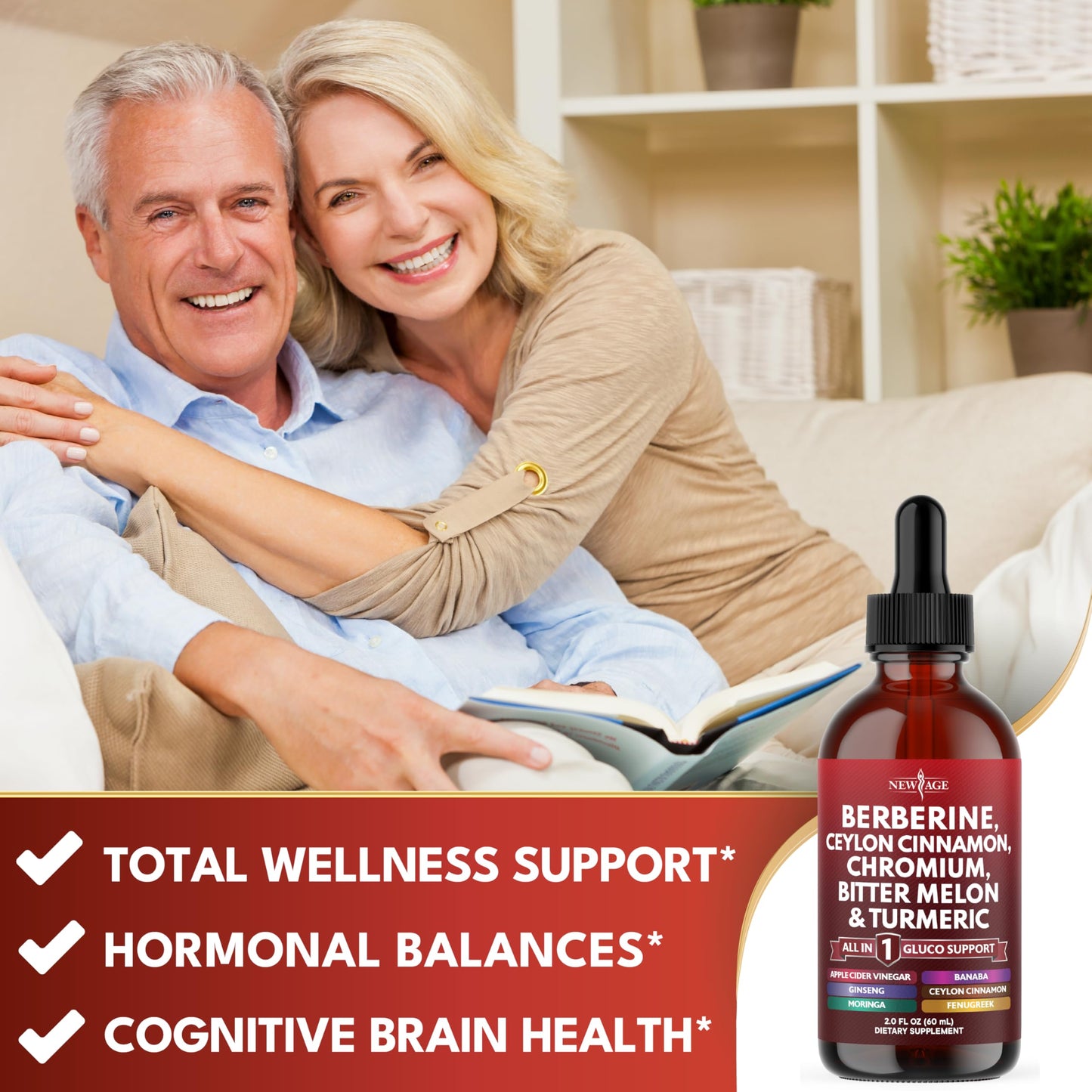 Berberine & Ceylon Cinnamon Liquid Drops with Moringa & Ginseng 4oz