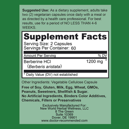 Berberine Plus 1200 mg | Doctor Recommended Supplements | 120 Veggie Capsules (Pack of 2) - Calm Era