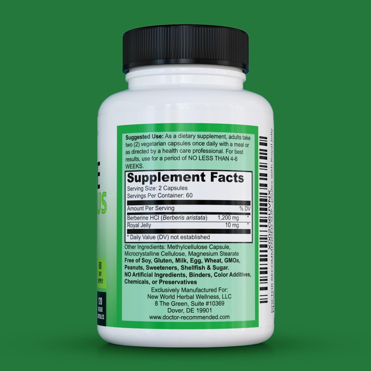 Berberine Plus 1200mg | 120 Veggie Capsules | Doctor Recommended Supplements - Calm Era