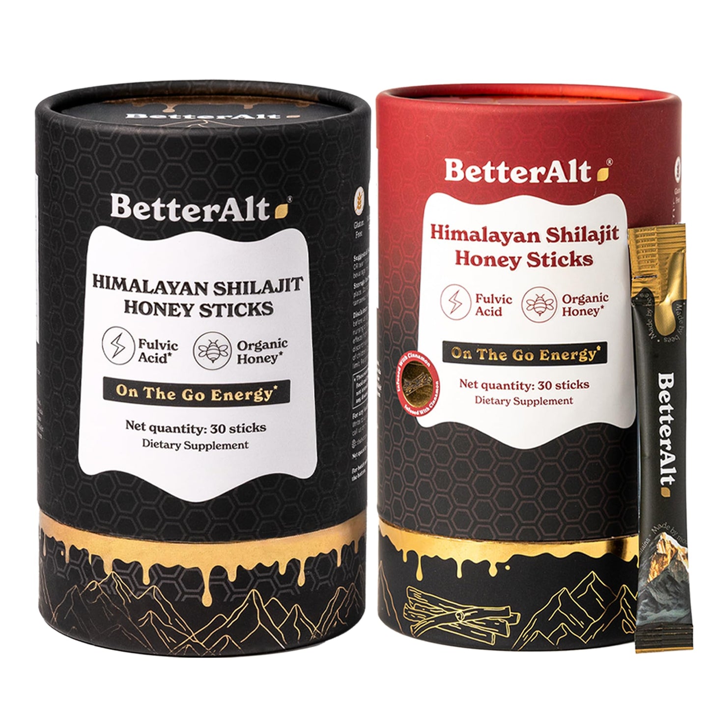 Better Alt Pure Himalayan Shilajit Sticks – Classic + Cinnamon 2 Pack