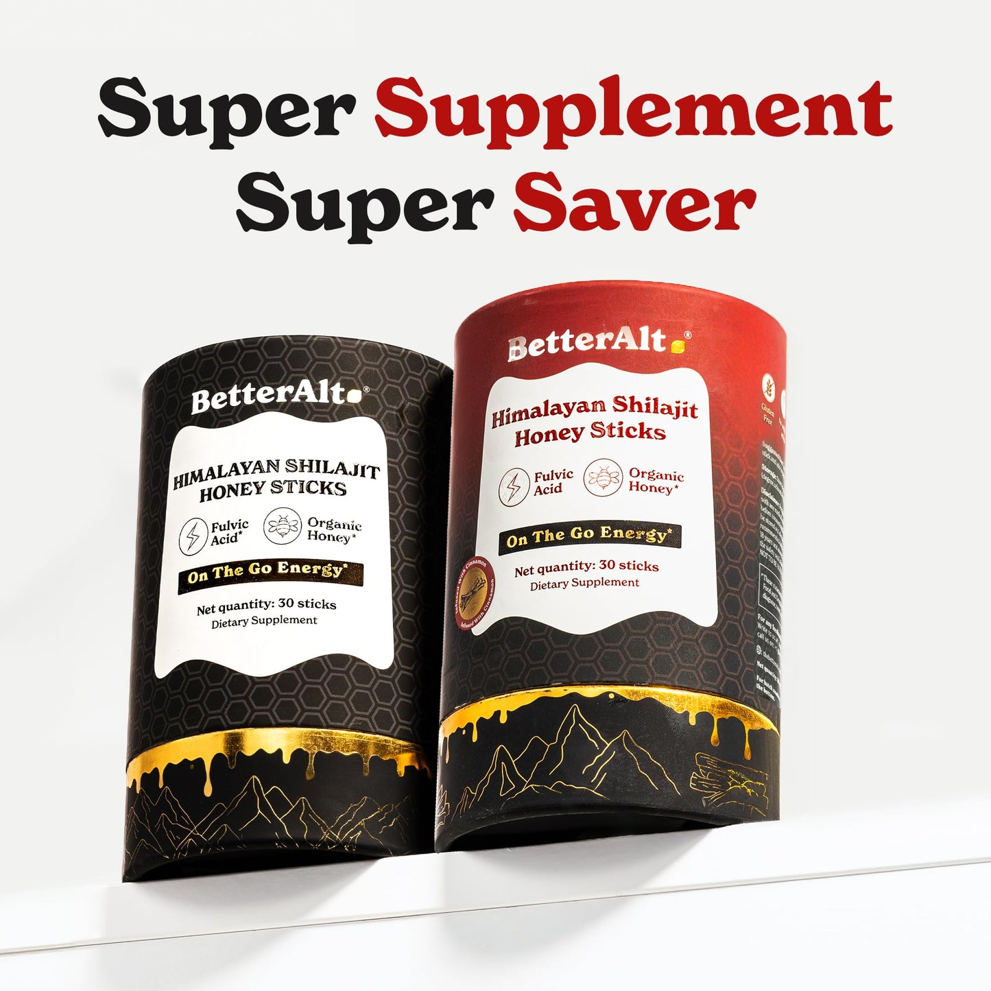 Better Alt Pure Himalayan Shilajit Sticks – Classic + Cinnamon 2 Pack
