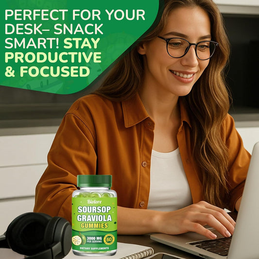 Biolore Soursop Graviola Gummies — 30-Day Supply, Sugar-Free, Vegan