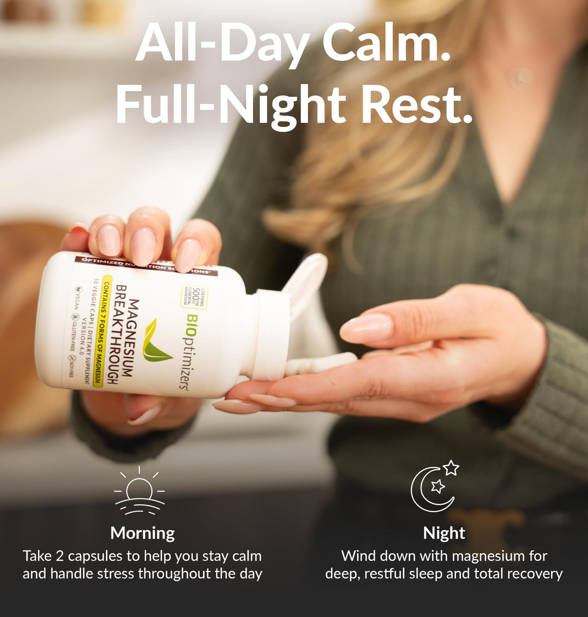 BiOptimizers Magnesium Breakthrough Complex – 7 Forms for Sleep & Cognitive Support | 60 Capsules - Calm Era