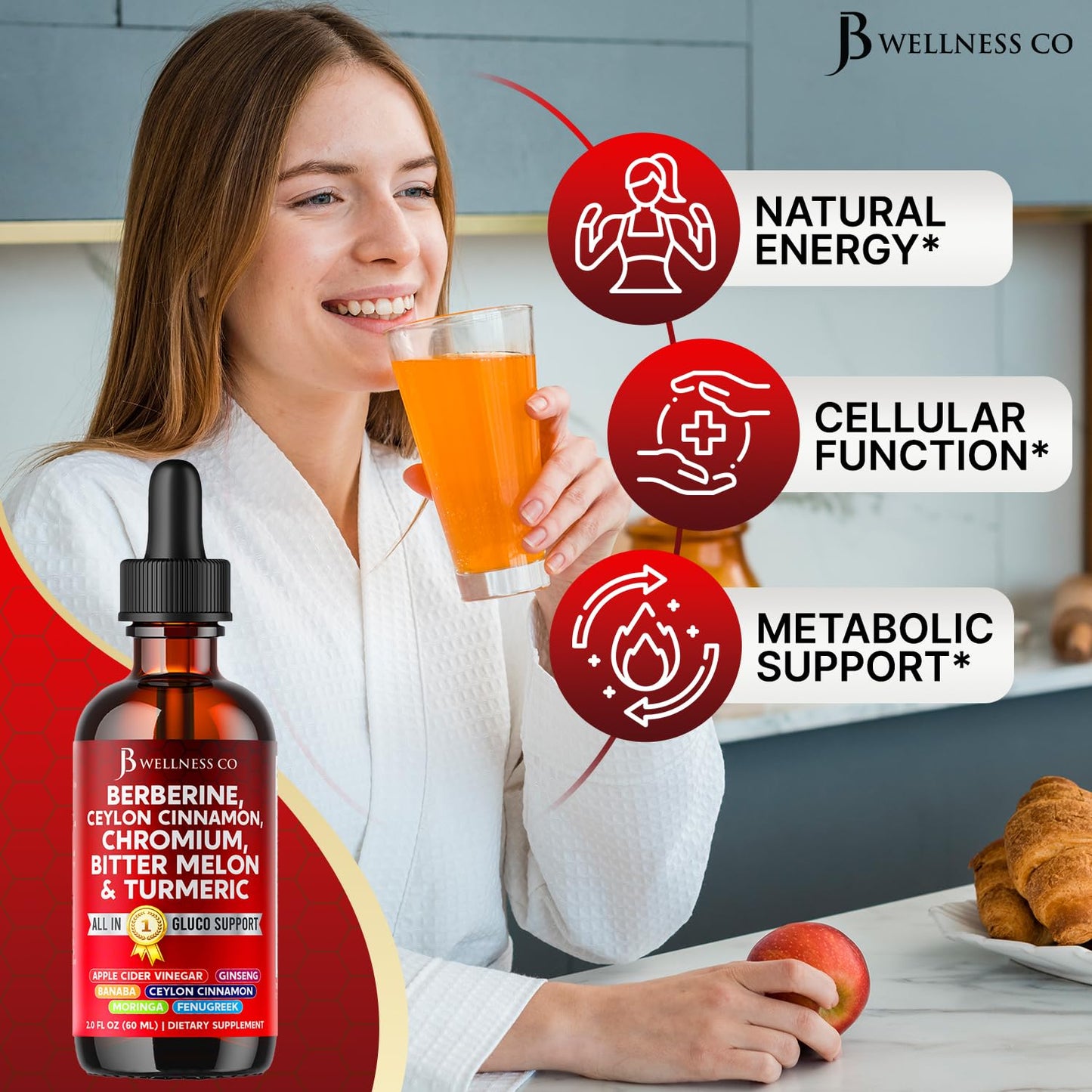 Liposomal Berberine & Ceylon Cinnamon Liquid Drops with Moringa 4oz