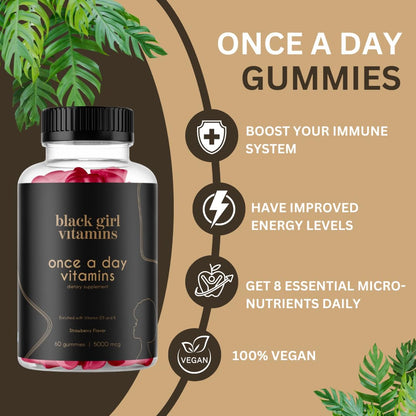 Black Girl Vitamins Once a Day Women’s Multivitamin Gummy – Immune Support