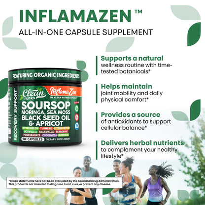 Clean Nutra Soursop Supplement with Moringa, Sea Moss & Berberine 90ct