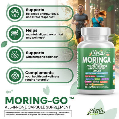 Clean Nutra Moring-Go Moringa & Turmeric Capsules 13-in-1