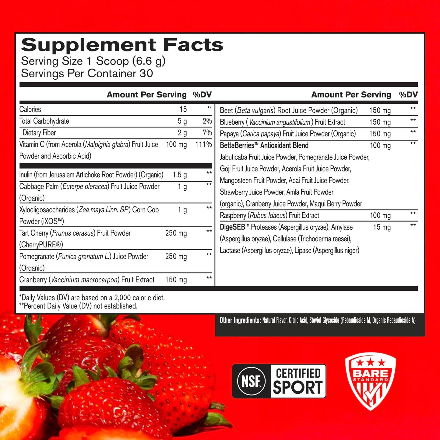 BPN Strong Reds Superfood Powder — Strawberry, 30 Servings