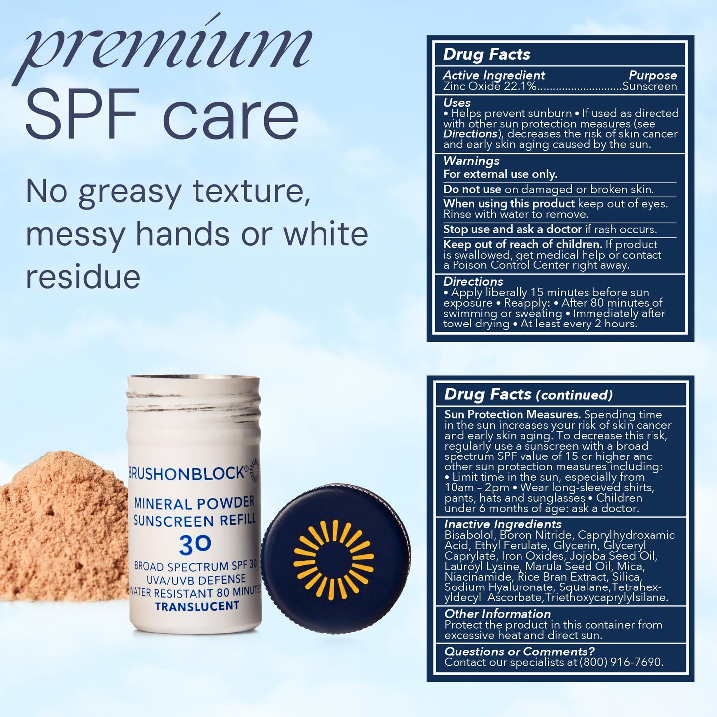 Brush On Block Mineral Sunscreen Powder Refill SPF 30