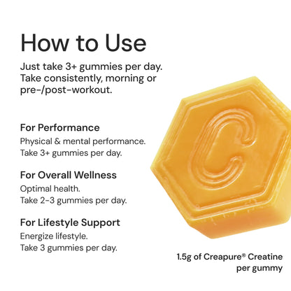 Create Creatine Monohydrate Gummies 1.5g | Vegan Anti-Melt Orange
