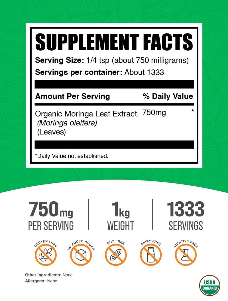 BulkSupplements Organic Moringa Extract Powder 1kg