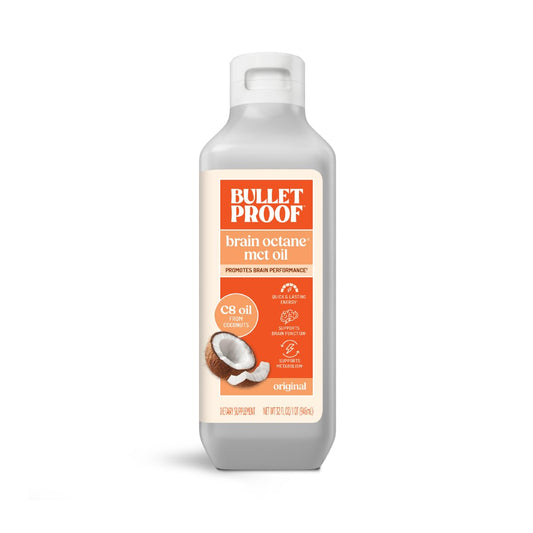 Aceite MCT C8 Brain Octane de Bulletproof, 32 oz – Energía cetogénica, concentración y soporte para antojos
