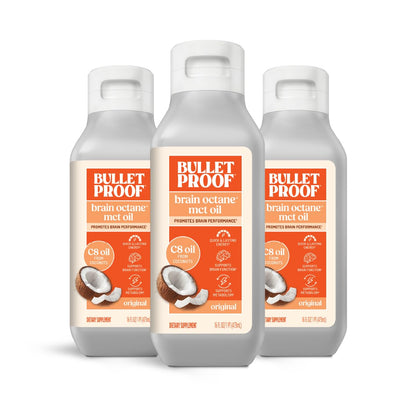 Bulletproof Coconut Brain Octane C8 MCT Oil (16 oz x 3) – Premium Ketogenic Energy for Brain & Body - Calm Era