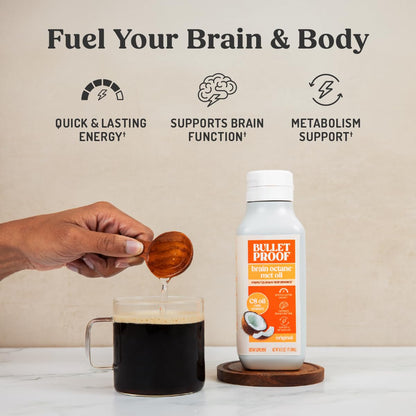 Bulletproof Coconut Brain Octane C8 MCT Oil (16 oz x 3) – Premium Ketogenic Energy for Brain & Body