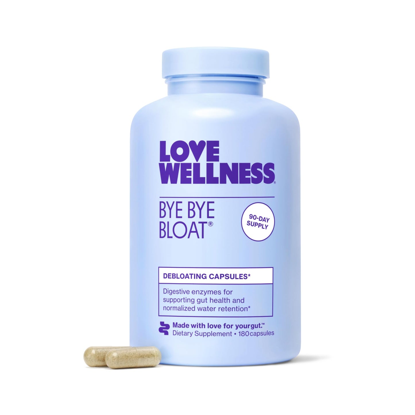 Love Wellness Bye Bye Bloat – Digestive Enzymes & Herbal Blend | 180 Capsules