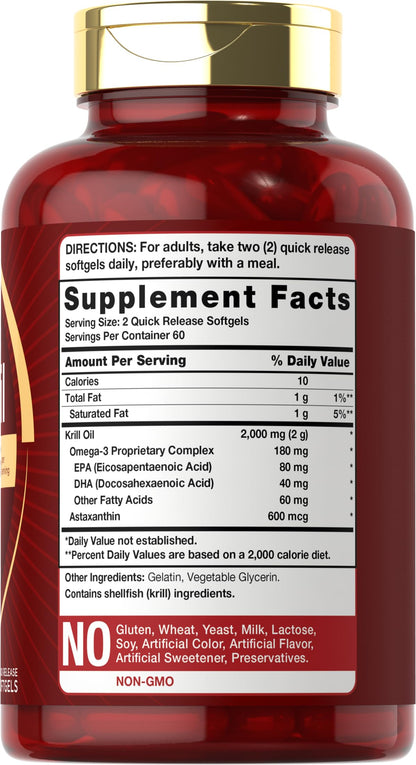 Carlyle Antarctic Krill Oil 2000 mg – 120 Softgels (Pack of 2) | Omega-3 EPA/DHA + Astaxanthin - Calm Era