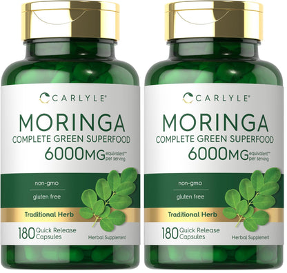 Carlyle Moringa Oleifera Capsules 6000mg | 180ct Pack of 2 | Non-GMO