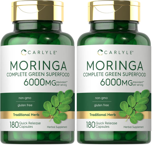 Carlyle Moringa Oleifera Capsules 6000mg | 180ct Pack of 2 | Non-GMO