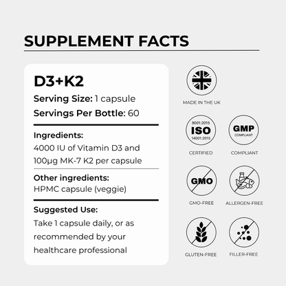 Charava Vitamin D3 (4000IU) + K2 (MK-7)