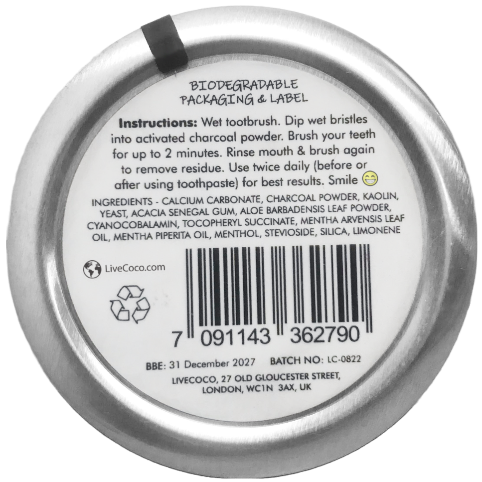 LiveCoco Activated Charcoal Teeth Cleaning Powder