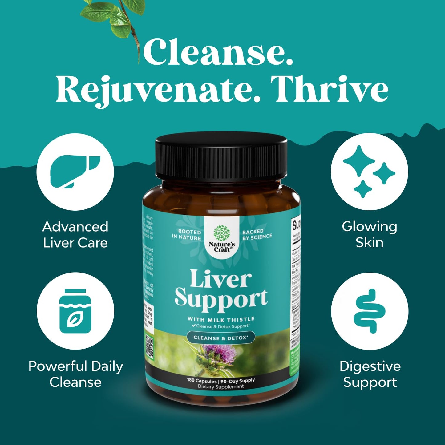 Liver Cleanse Detox & Repair | Herbal Support with Milk Thistle | 180 Capsules