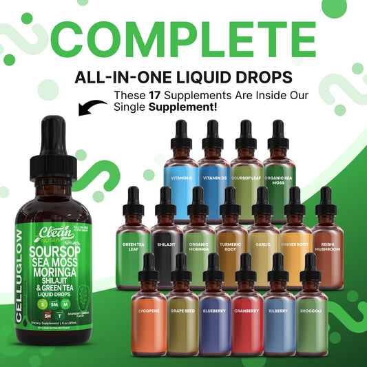 Clean Nutra CelluGlow Liquid Drops 120ml | Soursop, Sea Moss & Moringa