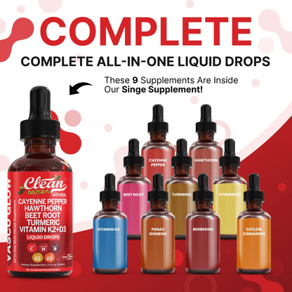 Clean Nutra Cayenne Pepper Liquid Drops with Hawthorn Berry, D3 K2 & Turmeric (2 Pack)