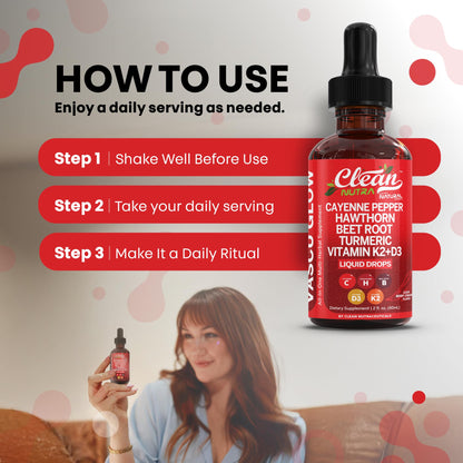 Clean Nutra Cayenne Pepper Liquid Drops with Hawthorn Berry, D3 K2 & Turmeric (2 Pack)