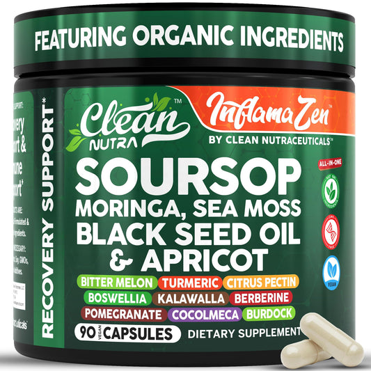Clean Nutra Soursop Supplement with Moringa, Sea Moss & Berberine 90ct