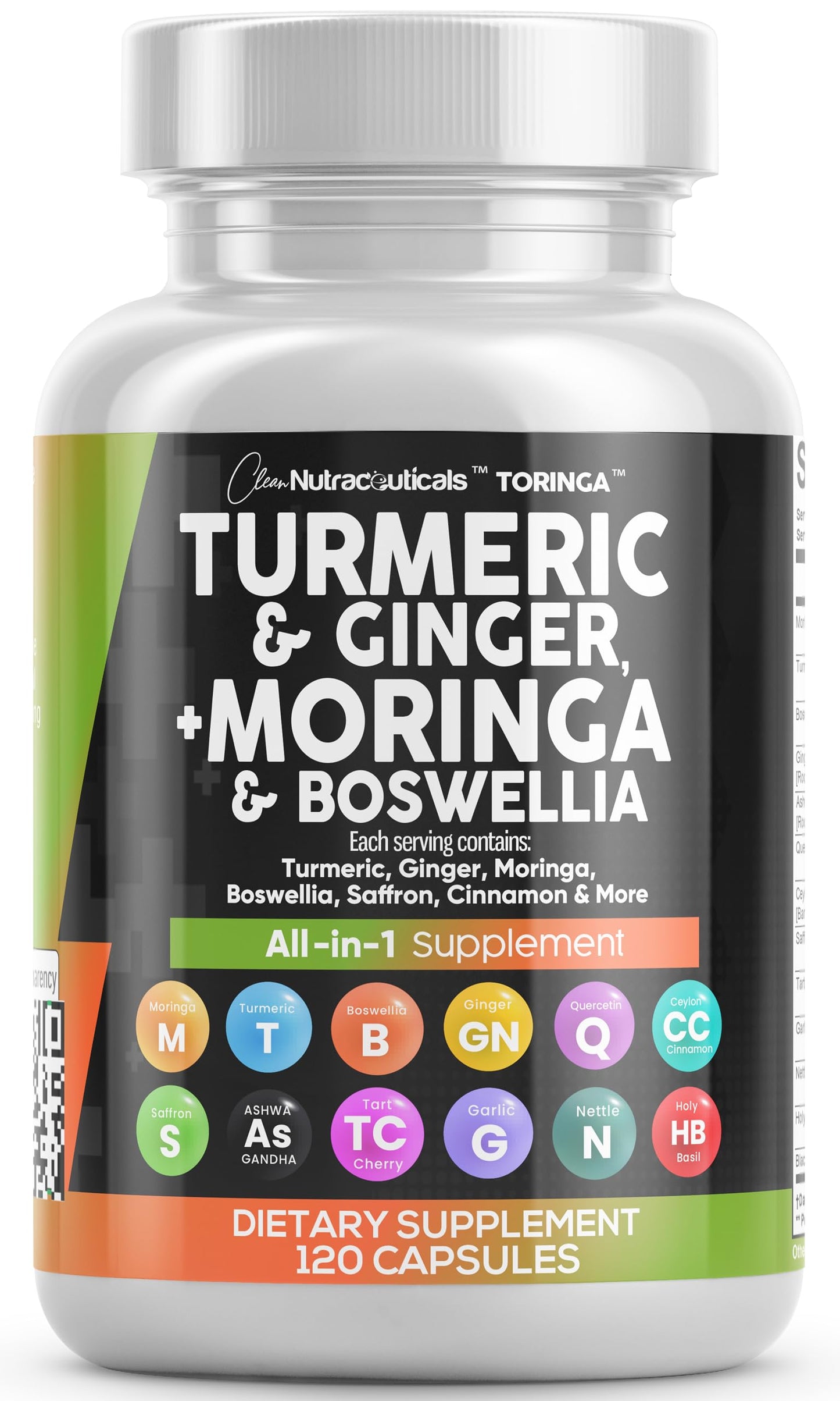 Clean Nutra Turmeric Moringa Supplement with Ginger, Boswellia & Saffron