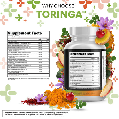 Clean Nutra Turmeric Moringa Supplement with Ginger, Boswellia & Saffron
