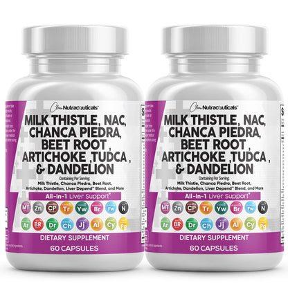Clean Nutraceuticals Liver Defend 28-in-1 – Milk Thistle, NAC, Chanca Piedra & TUDCA, 2 Pack