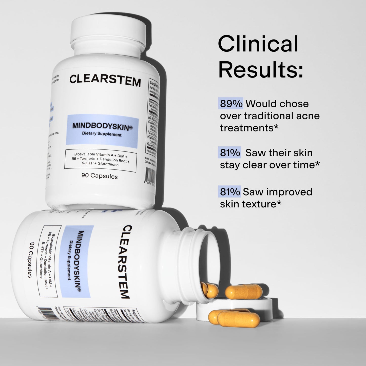 CLEARSTEM MindBodySkin Skin Clarity Supplement – 90 Capsules