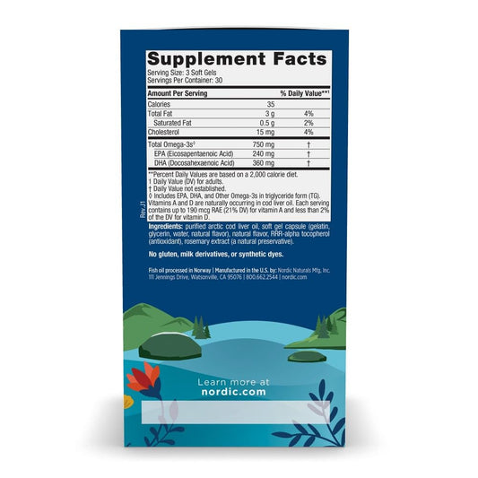 Nordic Naturals Arctic Cod Liver Oil Lemon – 90 Softgels | 750mg Omega-3