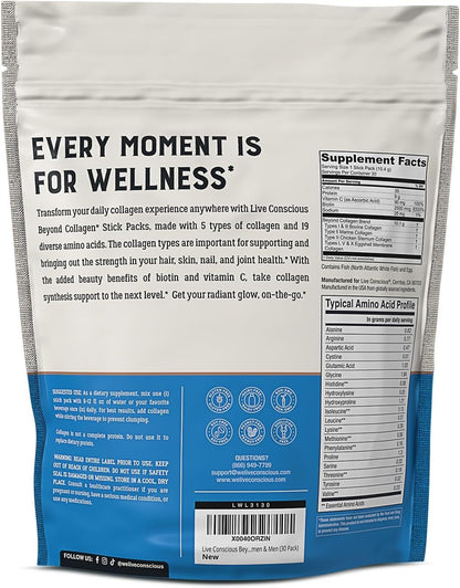 Live Conscious Beyond Collagen Peptides Packets – 30 Pack 2pk