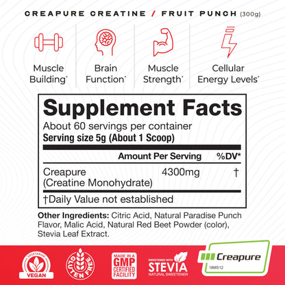 Muscle Feast Creapure Creatine – Fruit Punch 300g
