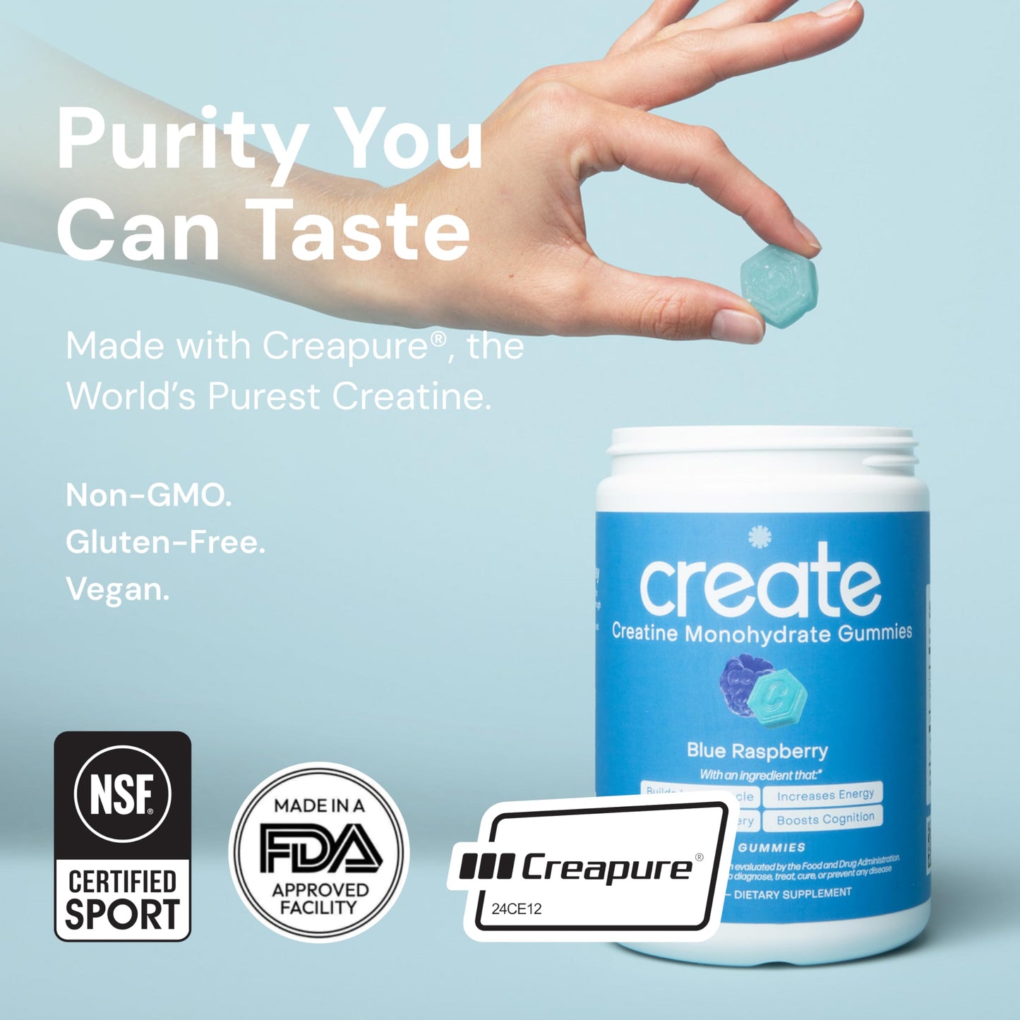 Create Creatine Monohydrate Gummies | 1.5g Creapure per Gummy | Orange Flavour | Vegan
