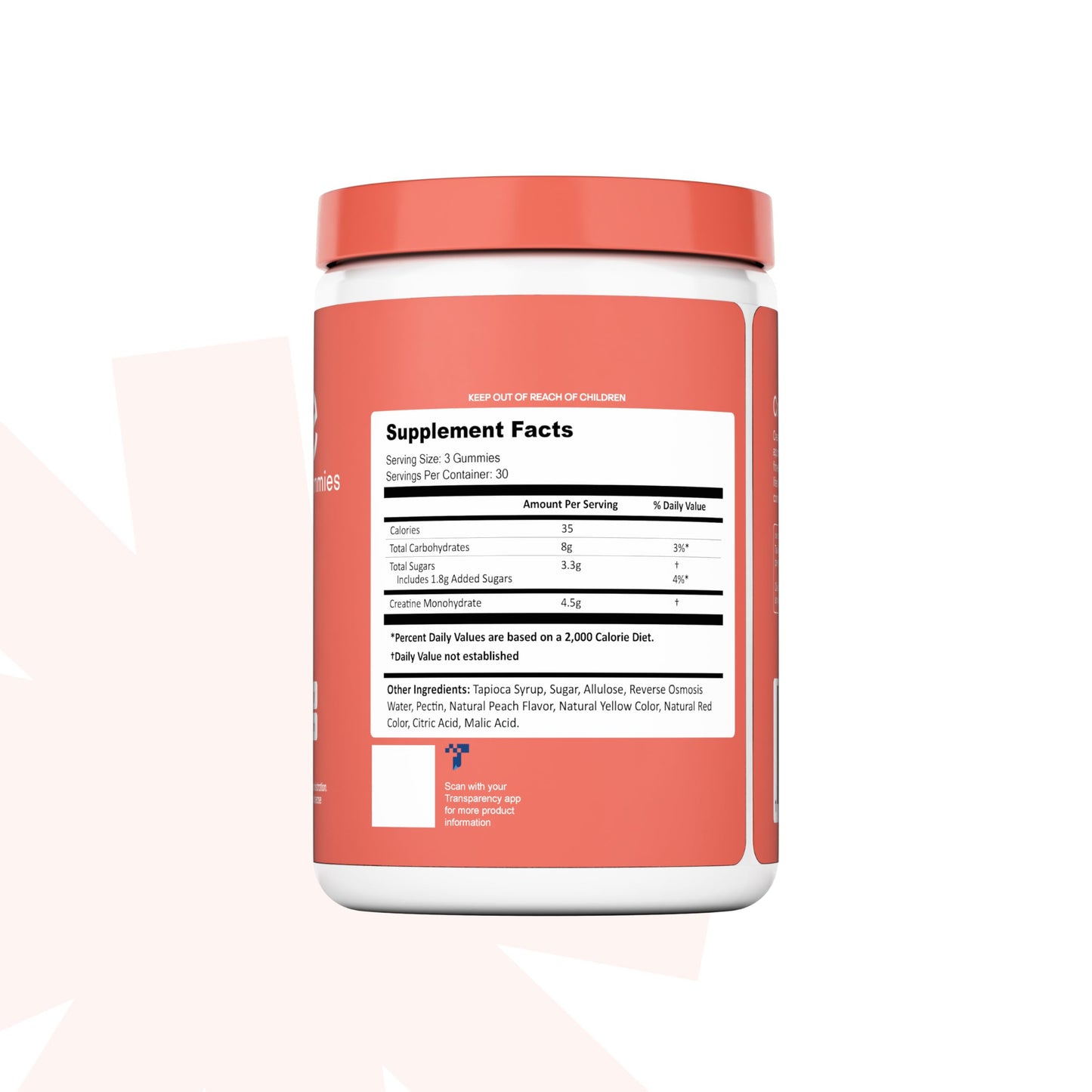 Create Creatine Monohydrate Gummies | 1.5g Creapure per Gummy | Sour Peach | Vegan