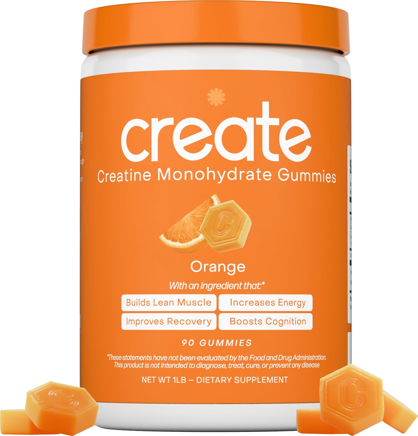 Create Creatine Monohydrate Gummies 1.5g | Vegan Anti-Melt Orange