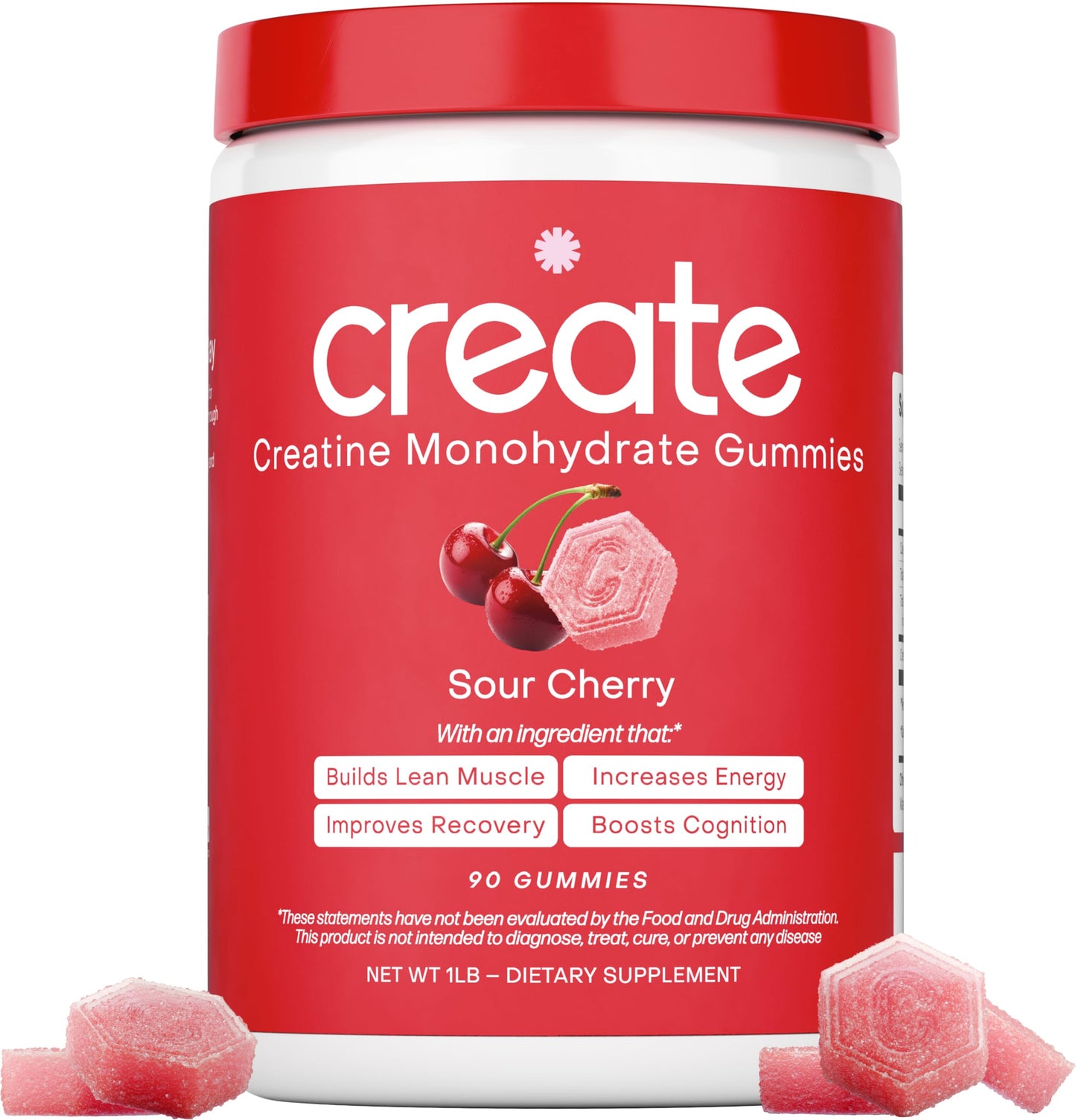 Create Creatine Monohydrate Gummies 1.5g | Sour Cherry Vegan Gluten-Free