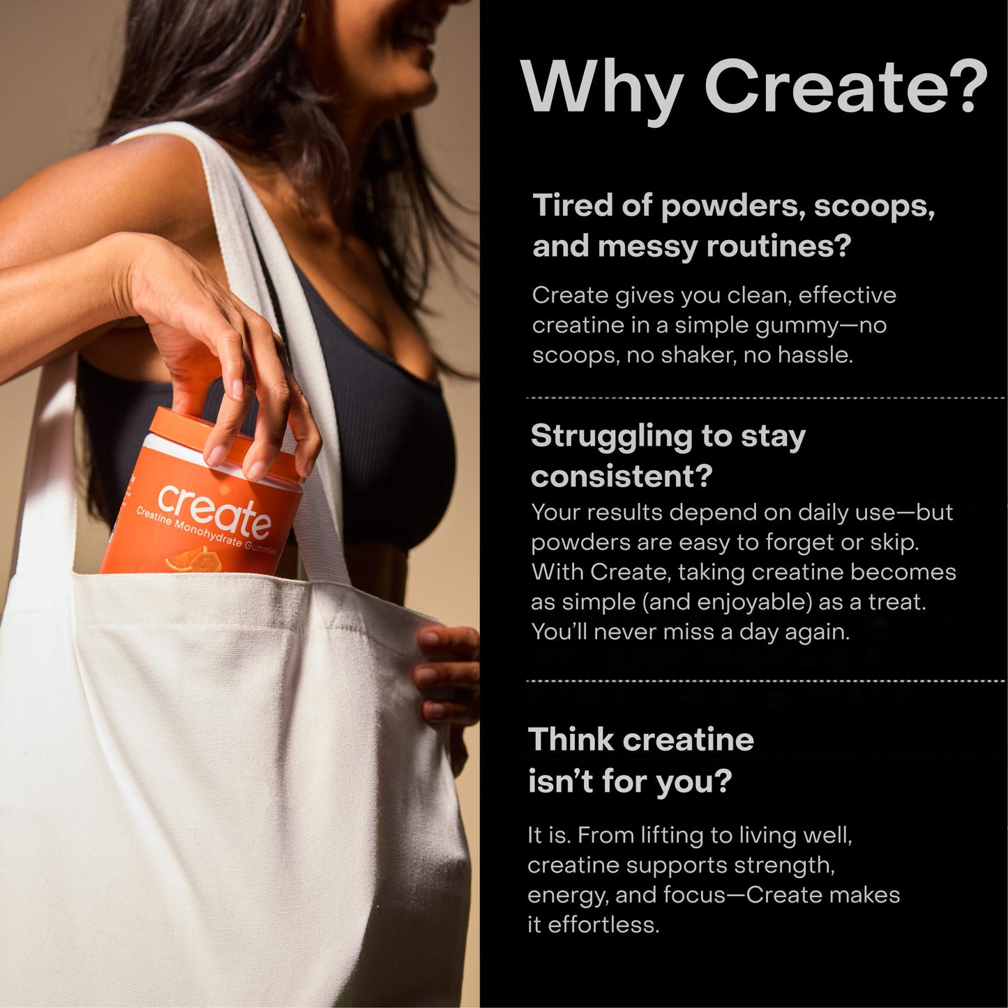 Create Creatine Monohydrate Gummies | 1.5g Creapure per Gummy | Sour Peach | Vegan