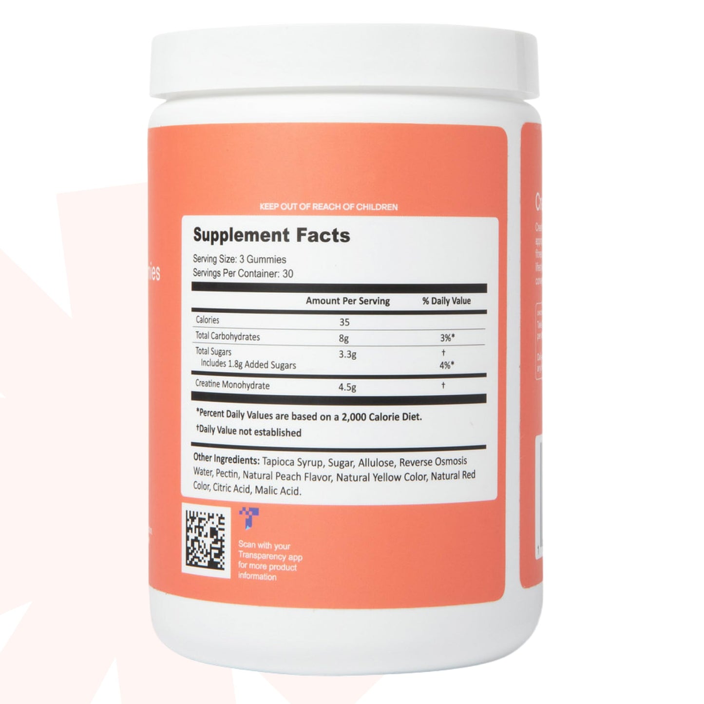 Create Creatine Monohydrate Gummies | 1.5g Creapure per Gummy | Sour Peach | Vegan