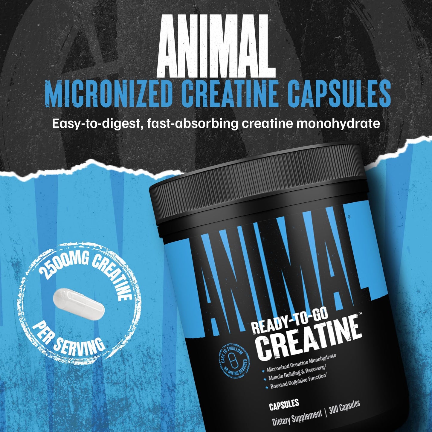 Animal Micronized Creatine Monohydrate Capsules | 300 Caps