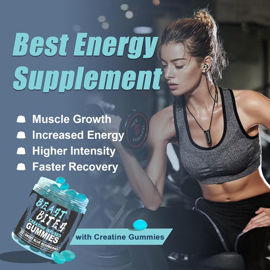 Creatine Monohydrate Gummies 5g – Vegan, Halal & Sugar-Free | Blue Raspberry