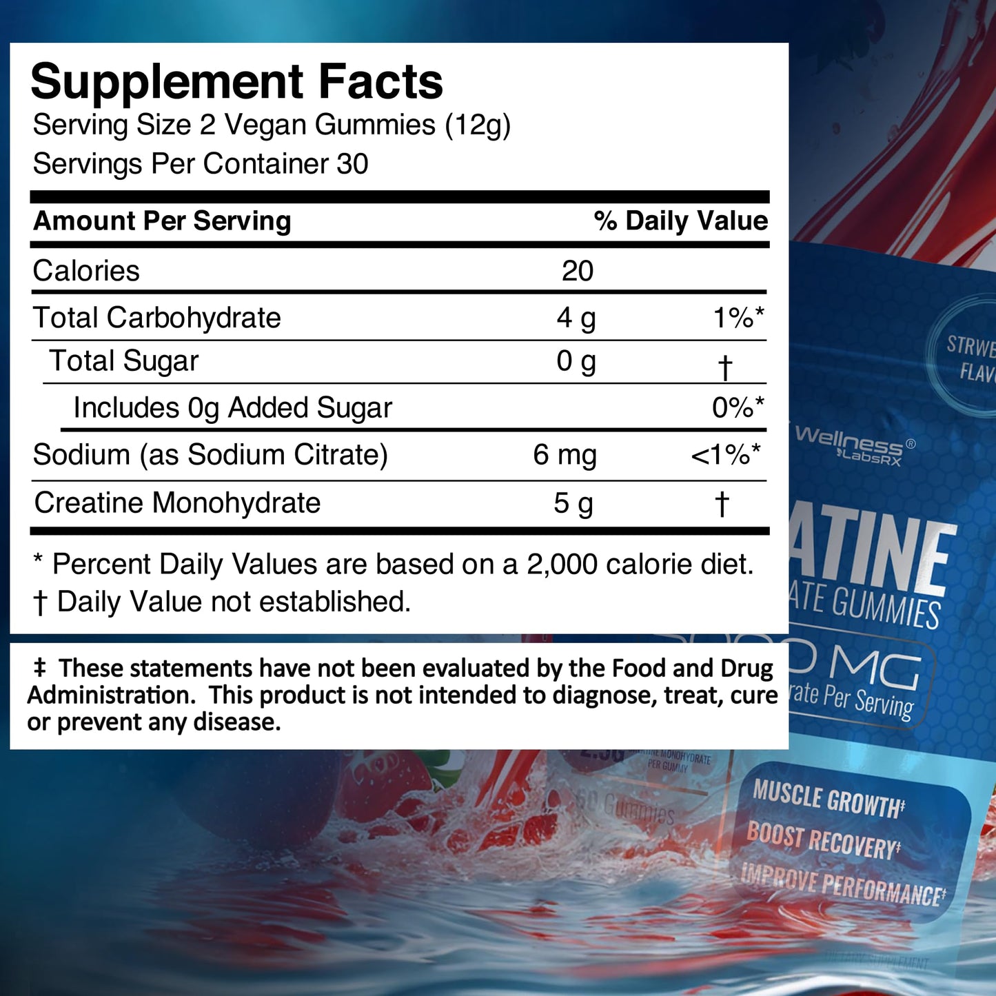 Creatine Gummies 5000mg – Strawberry Monohydrate 30 Servings