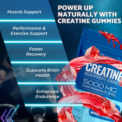 Creatine Gummies 5000mg – Strawberry Monohydrate 30 Servings