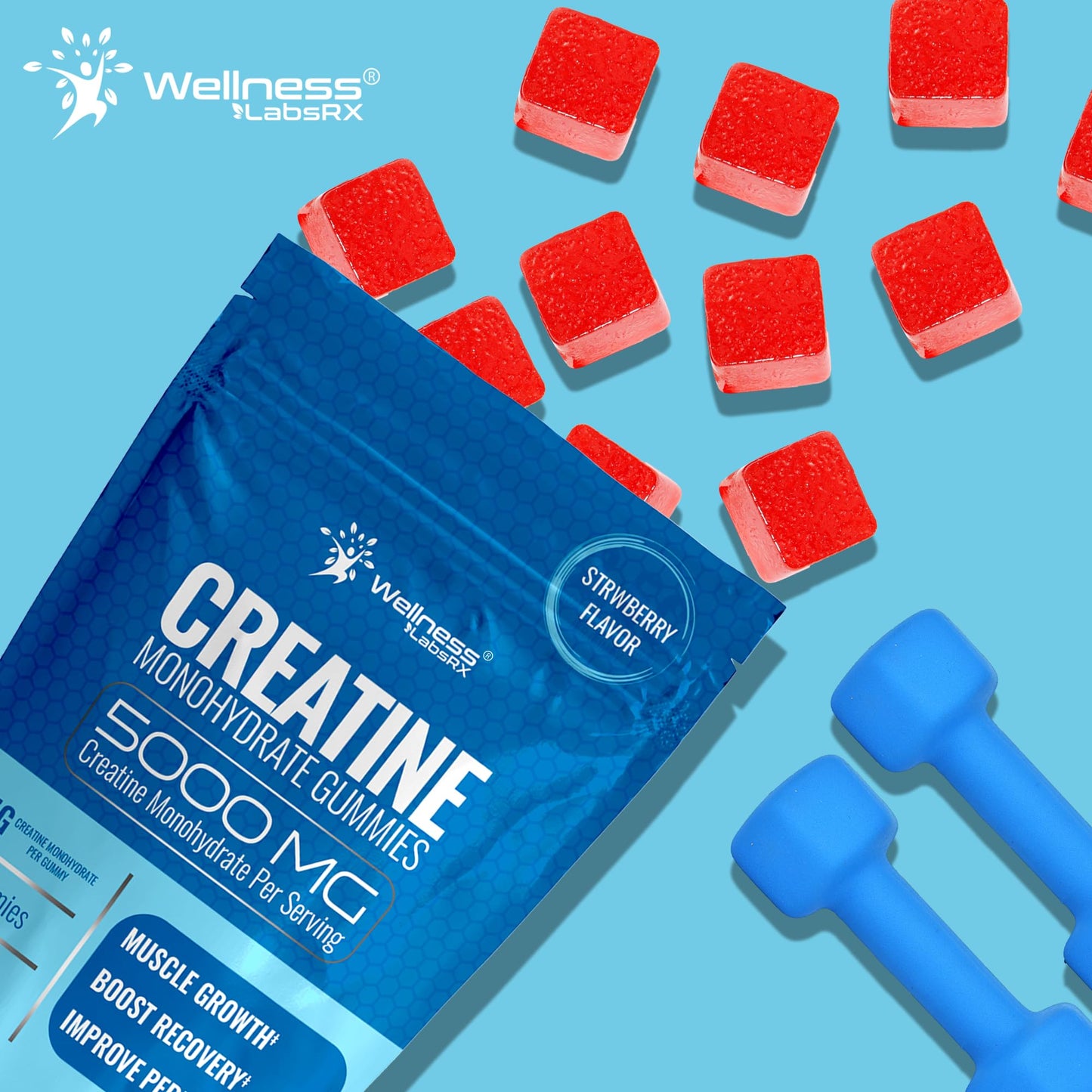 Creatine Gummies 5000mg – Strawberry Monohydrate 30 Servings