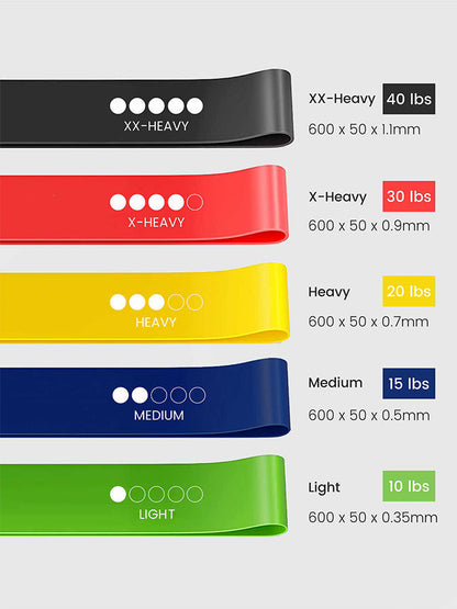 Yoga Studio Natural Latex Resistance Loop Bands — 5 Pack
