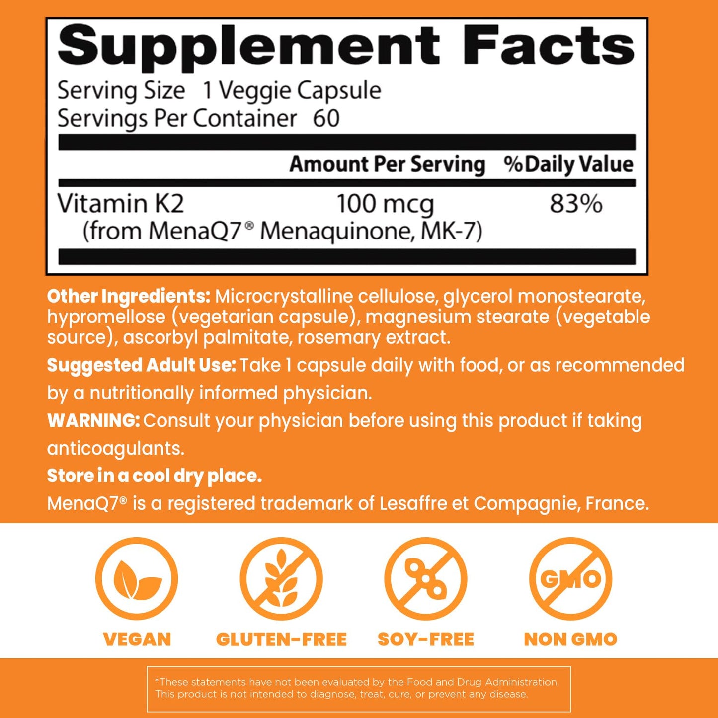 Doctor's Best Vitamin K2 MK-7 with MenaQ7 — 100mcg, 60 Capsules